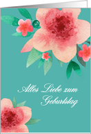 Happy Birthday in German, Bright Flowers card