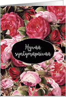 Happy Birthday in Finnish, Vintage Roses card