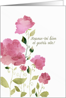 Get Well Soon in French, Bon rtablissement, Watercolor Peonies card