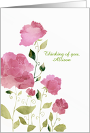 Customize for any Name, Get Well Soon, Watercolor Peonies card