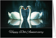 Happy 60th Wedding Anniversary, Two Swans on a blue lake card