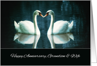 Happy Wedding Anniversary, Grandson and his Wife, Swans card