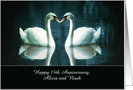 Customize for any Name and Year, Happy Wedding Anniversary, Swans card