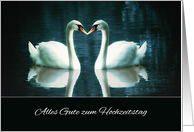 Happy Wedding Anniversary in German, Hochzeitstag, Swans card