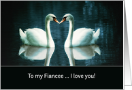 To my Fiancee, I love you, two Swans card
