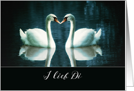 I love you in Bavarian, I lieb Di, two Swans card