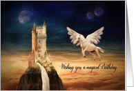 Wishing you a magical Birthday, Getting Older, Pegasus, Castle card