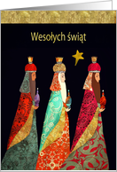 Merry Christmas in Polish, Three Magi, Gold Effect card