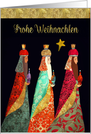 Merry Christmas in German, Three Magi, Gold Effect card