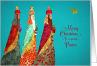 Merry Christmas, Pastor, Psalm 22, Three Magi, Gold Effect card