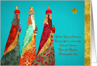 You’re invited, Christmas Caroling Party, Wise Men, Gold Effect card