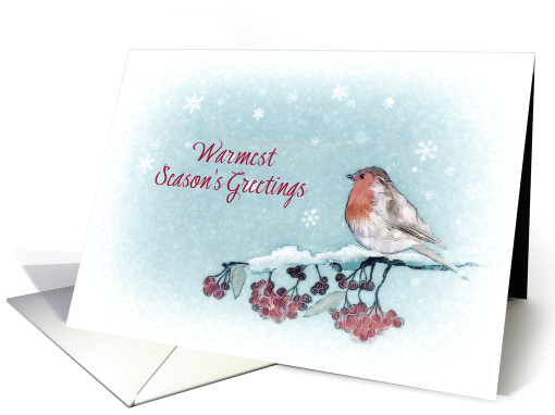 Warmest Season's Greetings, Robin and Berries, Painting card (1398922)