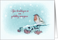 Merry Christmas in Dutch, Robin, Berries, Painting card