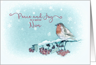 Peace and Joy to a special Nun at Christmas, Robin card