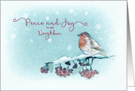 Peace and Joy to my Neighbor, Christmas Card, Robin card