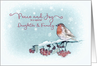 Peace and Joy, Daughter and Family, Christmas Card, Robin card