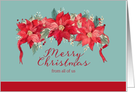 Merry Christmas from all of us, Poinsettias card