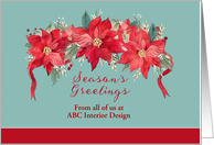 Customizable Season’s Greetings, Corporate Christmas Card, Poinsettias card