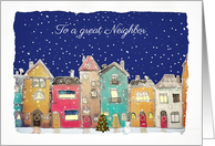 To a great Neighbor, Merry Christmas, Illustration Houses card