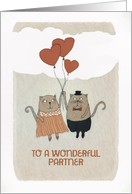 To a wonderful Partner, two Cats with Hearts card