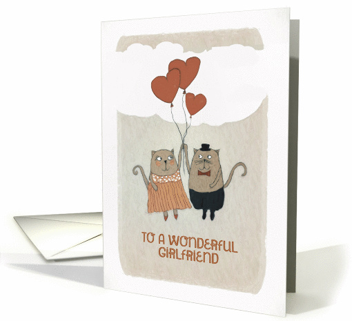 To a wonderful Girlfriend, two Cats with Hearts card (1410318)