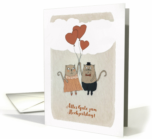 Happy Wedding Anniversary in German, Hochzeitstag, Two Cats card