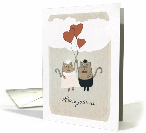 Please join us, Wedding Invitation, Two Cats in Love, card (1420184)