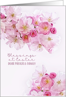 Pastor and Family, Blessings at Easter, Cherry Blossoms, Scripture card