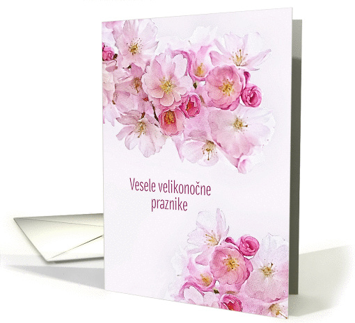 Happy Easter in Slovenian, Pink/White Cherry Blossoms, card (1420776)