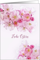Happy Easter in German, Frohe Ostern, Pink Cherry Blossoms card