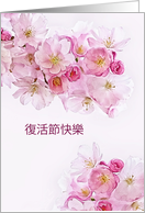 Happy Easter in Chinese, Pink Cherry Blossoms card