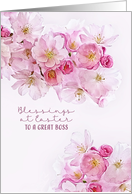 Blessings at Easter, To a great Boss, Cherry Blossoms card