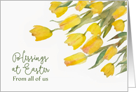 Blessings at Easter, From all of us, Tulips, Watercolor Painting card