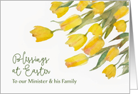 Blessings at Easter, For Minister & Family, Tulips, Watercolor Painting card