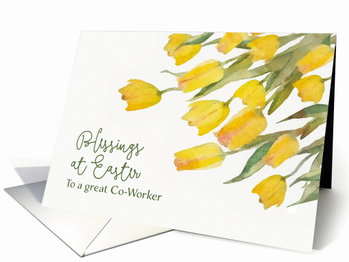 Blessings at Easter, For Co-Worker, Tulips, Watercolor Painting card