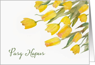 Happy Easter in Welsh, Pasg Hapus, Tulips, Watercolor Painting card