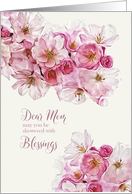 To my Mom, Birthday Blessings, Scripture, Blossoms card