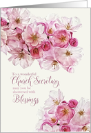 Birthday Blessings, Wonderful Church Secretary, Blossoms card