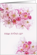 Happy Birthday in Hebrew, Yom huledet sameakh, Blossoms card