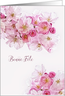 Happy Birthday in French (Canadian), Bonne Fte, Blossoms card