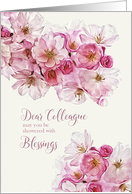 Dear Colleague, Birthday Blessings, Blossoms card