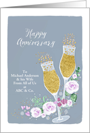 From all of us, Happy Anniversary, Champagne, Faux Gold card