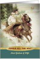 Godson and his Wife, Jingle all the Way, Christmas, Gold Effect card