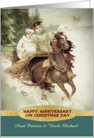 Customizable, Happy Anniversary on Christmas Day, Vintage, Gold Effect card