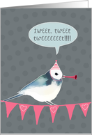 Happy Birthday, Bird, Bunting, Illustration card
