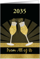 Year Customizable, New Year From All of Us, Gold Effect card