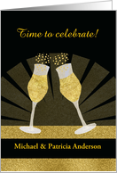 Customizable Invitation, Champage, Gold Effect card