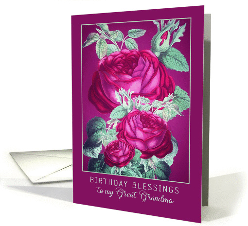Birthday Blessings to my Great Grandma, Purple/Red Roses card
