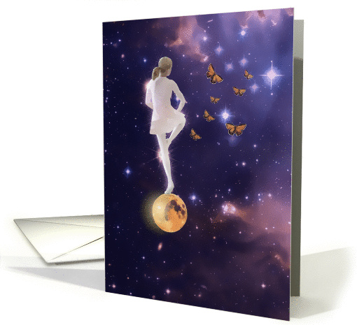 Blalnk Note Card, Ballerina, Surreal Galaxy card (1462836)