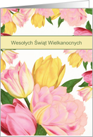 Happy Easter in Polish, Yellow and Pink Tulips card